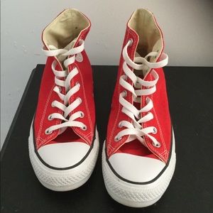 Red high top converse sneakers